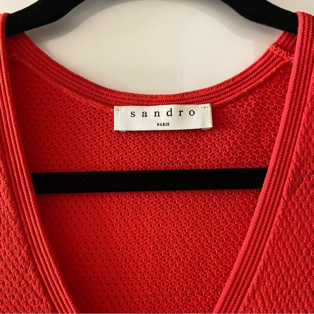 Sandro Ribbed Red Dress - Picture 3 of 4